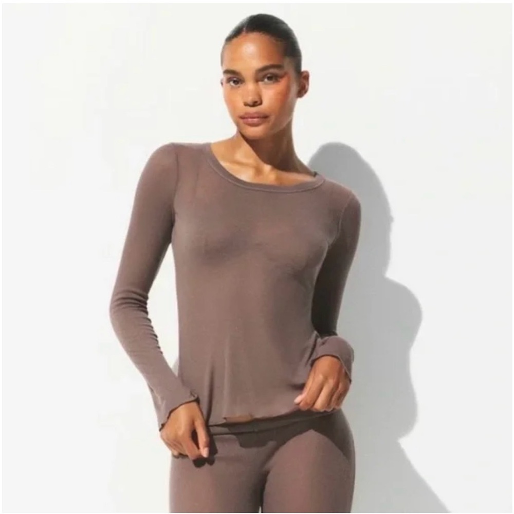 NWT SKIMS SHEER RIB LONG SLEEVE